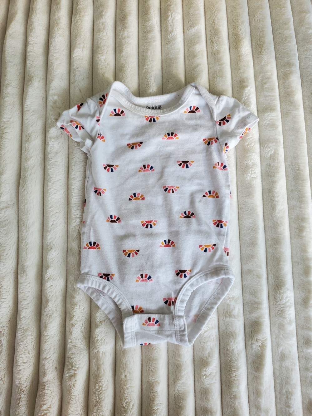 Pekkle White Rainbow Print Baby One-Piece Onesie